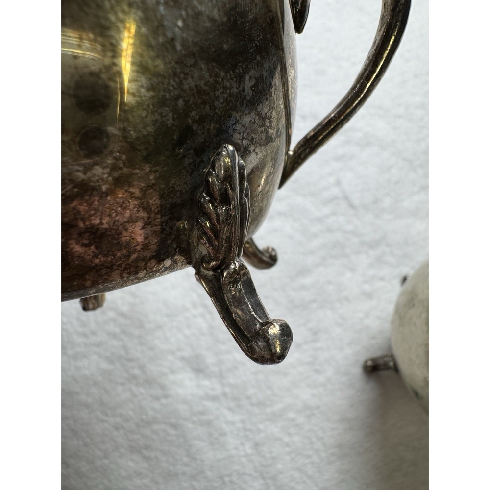 Vintage Silverplate Creamer & Sugar Bowl Set Footed Victorian Style - Picture 4 of 12